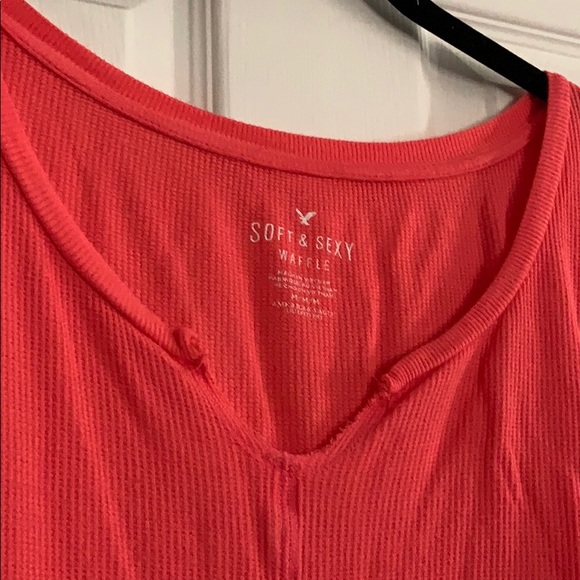 Soft Waffle Long Sleeve Tee in Coral - Picture 2 of 5